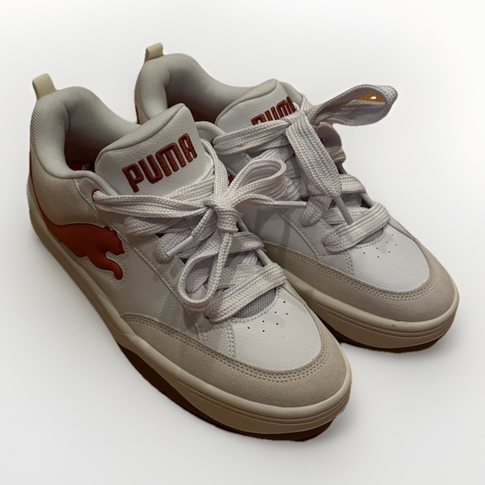 Puma Park‎ Lifestyle Sneakers Mens 11 White Orange Gum Sole NWOB